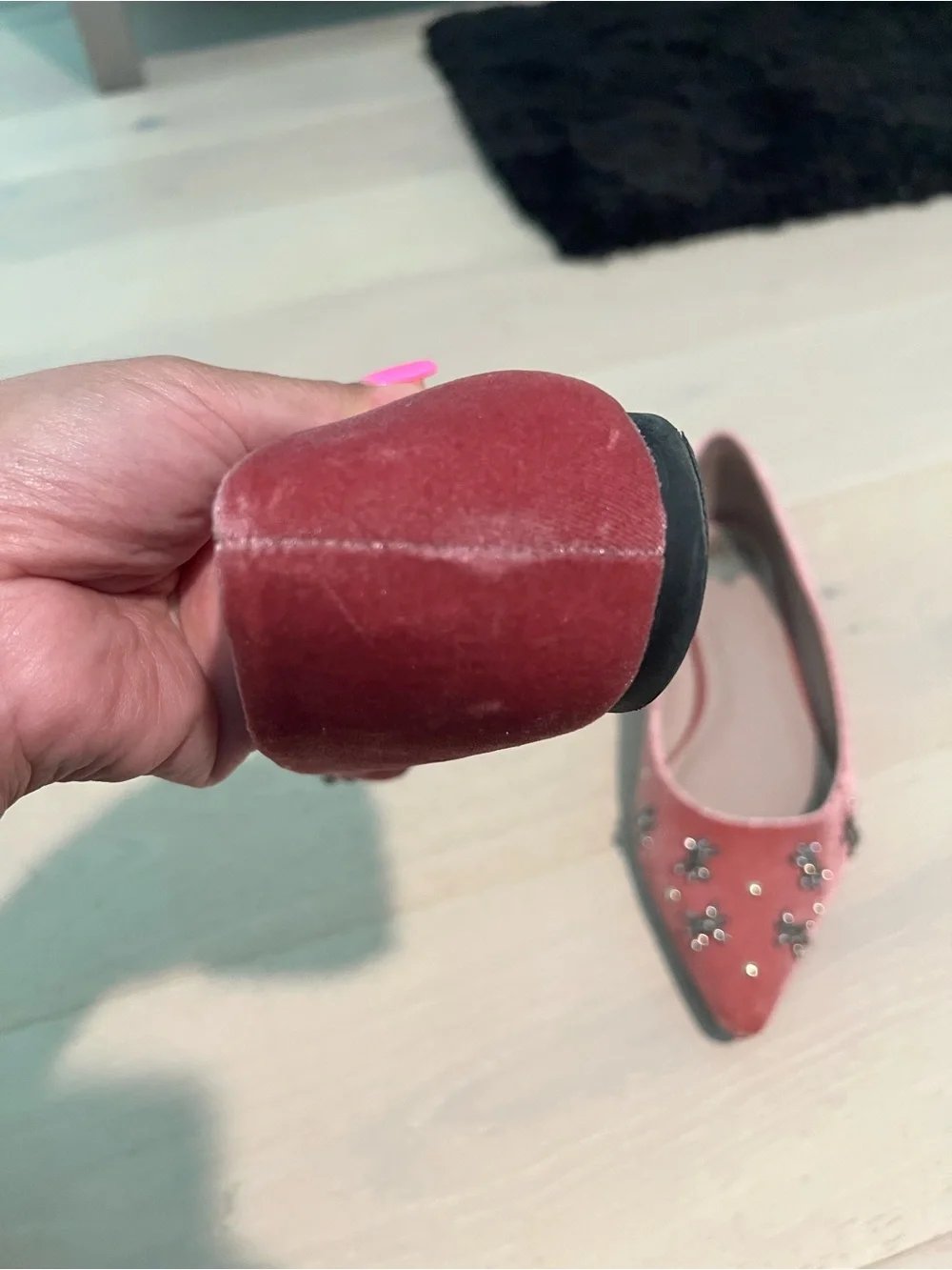 Circus by Sam Edelman Pink Velvet Jeweled Pointed-Toe Flats - Picture 8 of 13